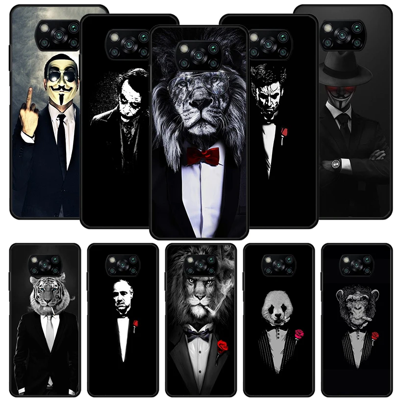 Man Suit Shirt Tie Black Phone Case for Xiaomi Redmi 10A 10C 10 9C 9T 9A 9 Poco X5 Pro X3 Nfc M5S M3 M2 F3 K40 Silicone Cover