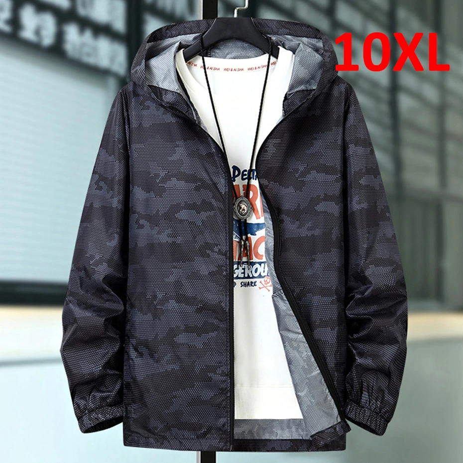 Camo Jacket Men Plus Size 9XL 10XL Jackets Coats Summer Thin Jacket Big Size 10XL Hood Coat Male