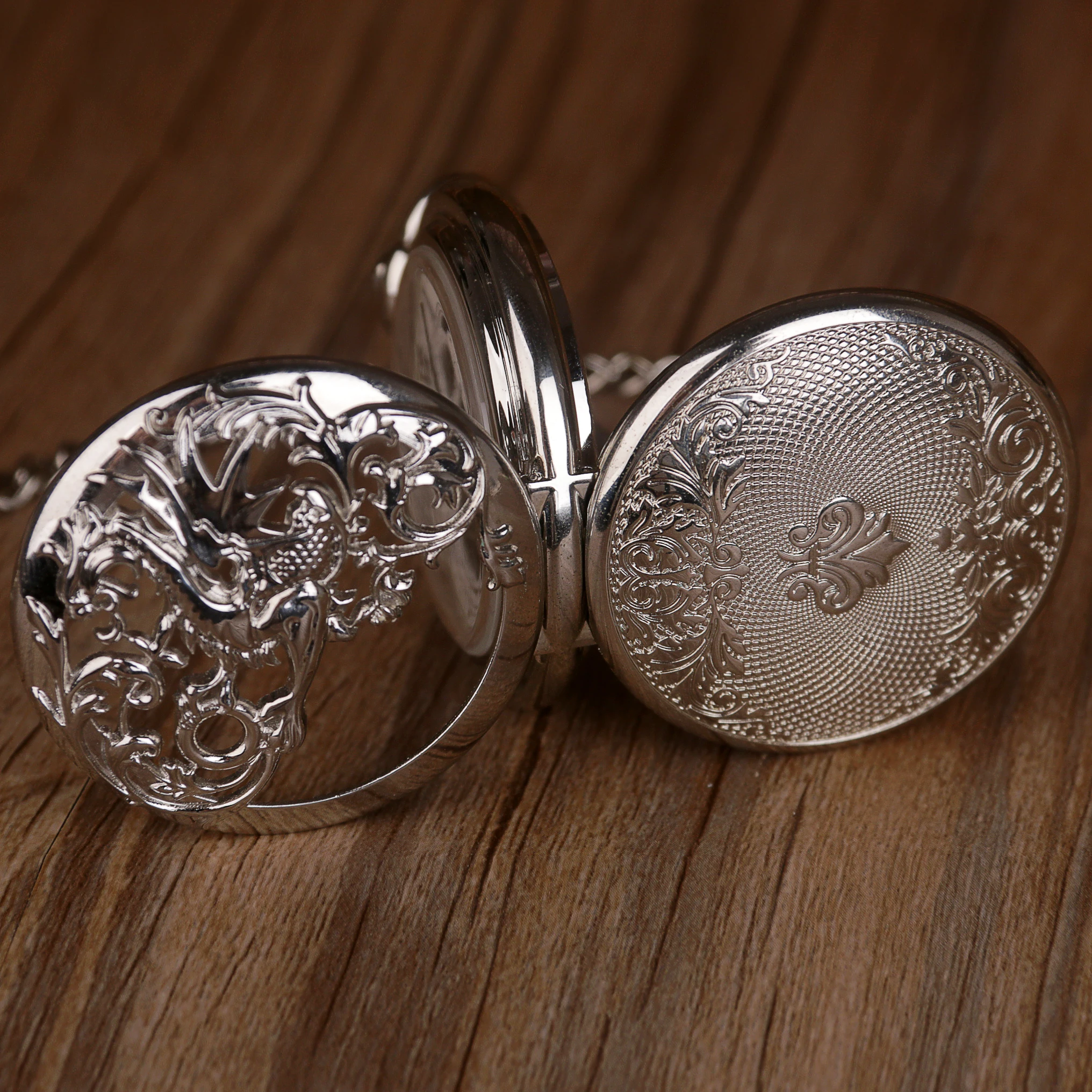 Vintage Mechanical Pocket Watch Double Opening Personalized Engraving Roman Numerals Necklace Pendant Men's Women's Gift