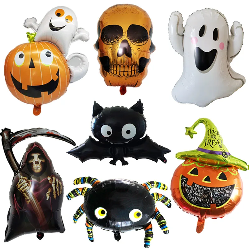 

2pcs Skull Bat Pumpkin Foil Balloon Halloween Party Home Event Festival DIY Decor Ballon Birthday Decorations Air Helium Globos