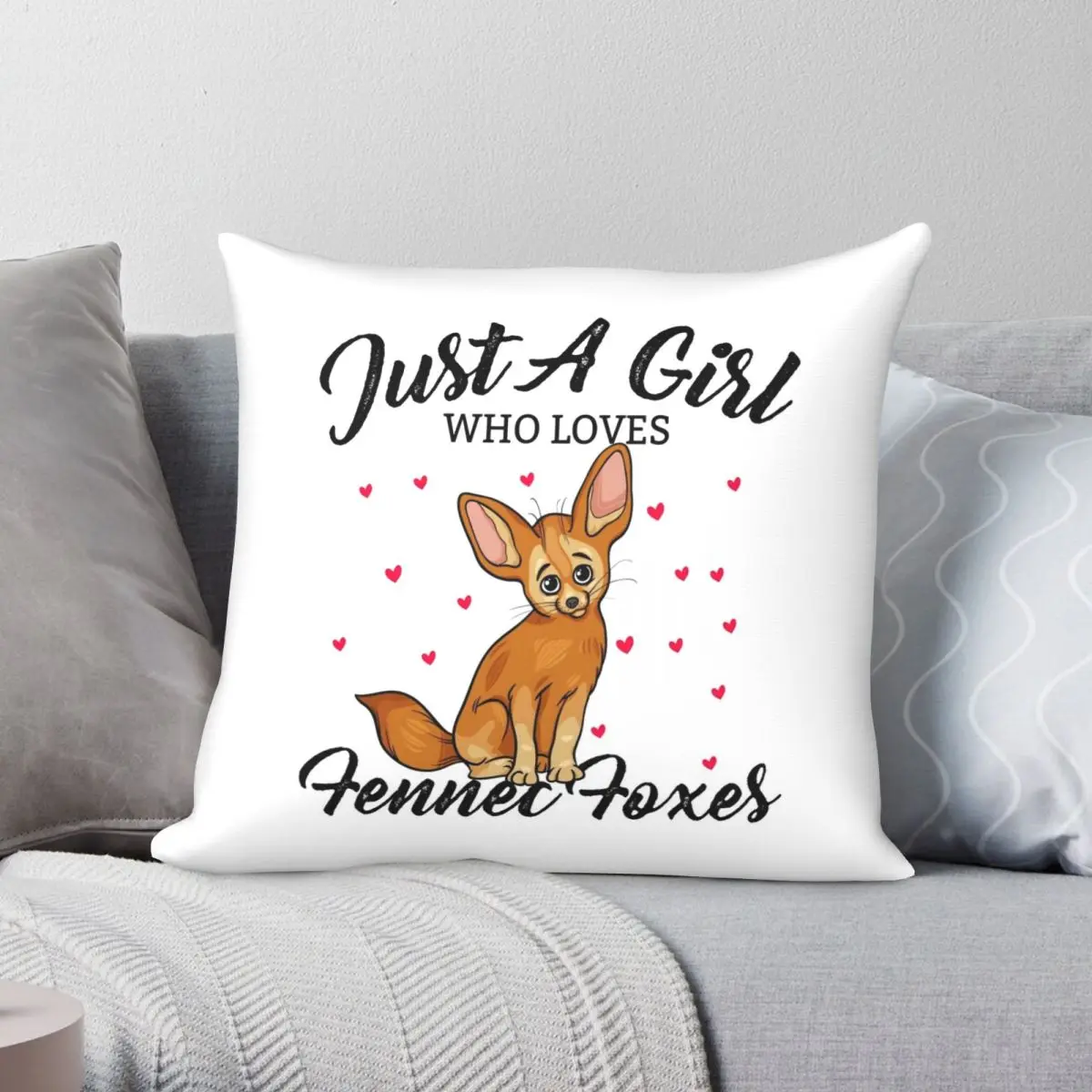 

Just A Girl Who Loves Fennec Foxes Square Pillowcase Polyester Linen Velvet Pattern Decor Pillow Case Home Cushion Cover 45x45