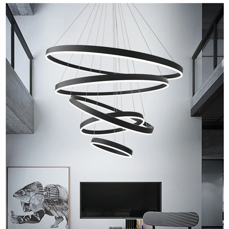 Modern Minimalism Circle Rings Led Pendant Lights Lustre Led Dimmable Suspend Lamp Nordic Living Room Hanging Lamp Fixtures