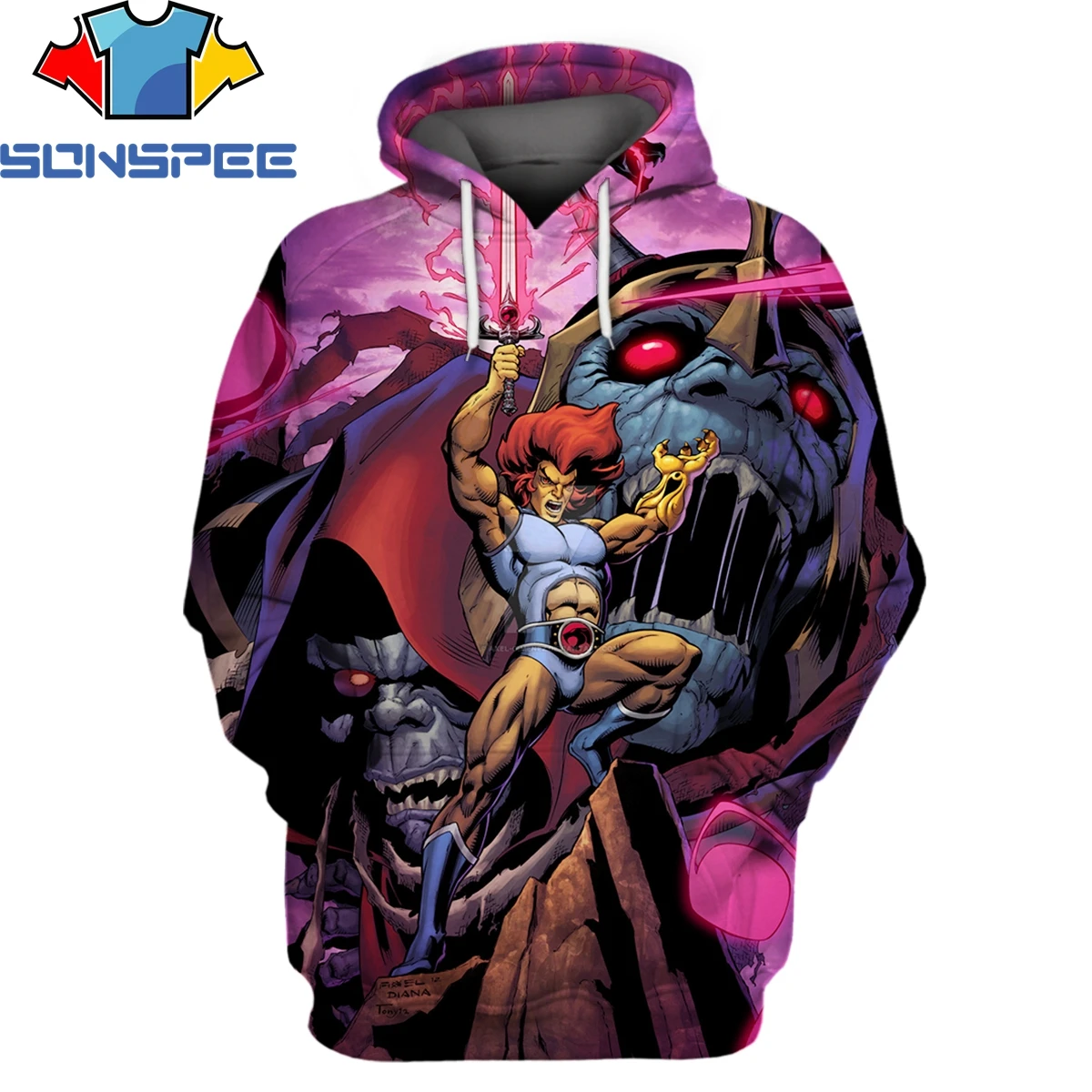 

SONSPEE 3D New Classic Anime Thundercats Hoodie Mixed Animal Thundercats Hoodies War Animal Cat Men Clothing Kawaii Cat Girl Top