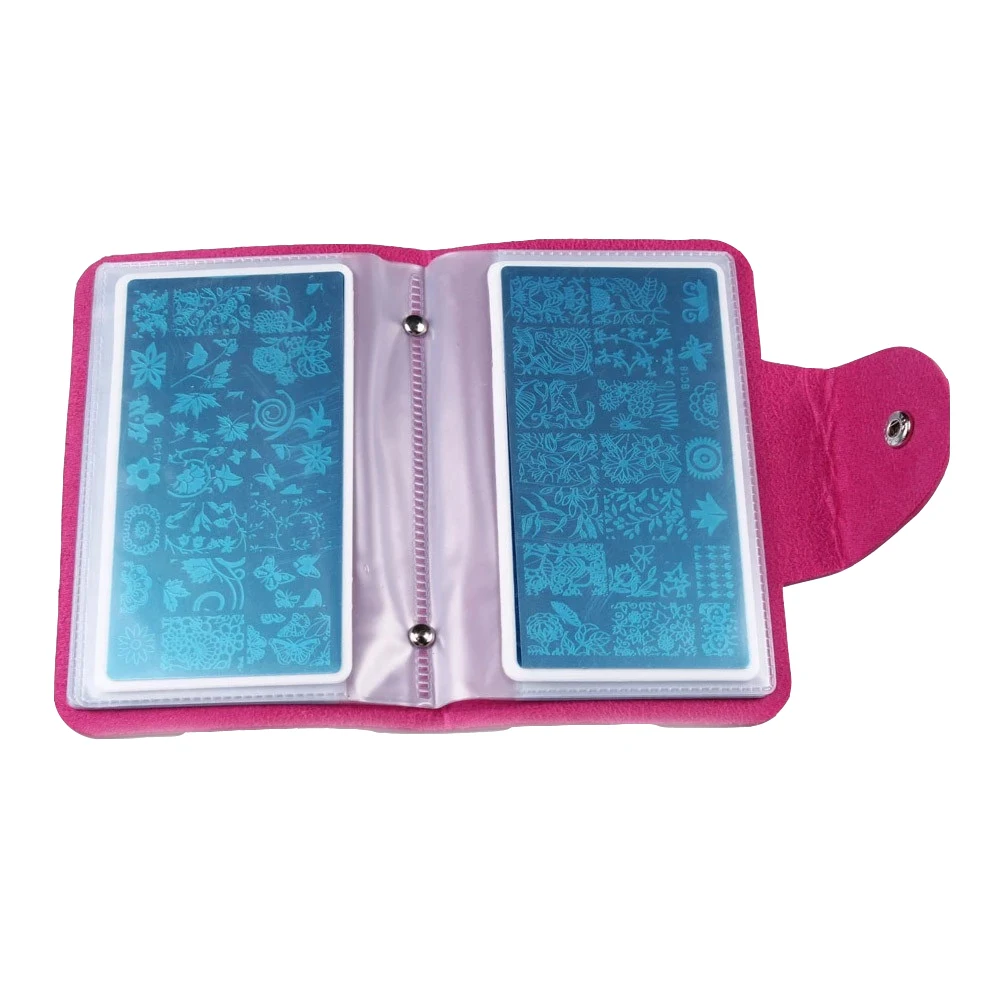 

20Slots Nail Art Stamping Plate Holder Large Rectangular Stamping Template Storage Organizer PU Leather Album For 6*12cm Stencil