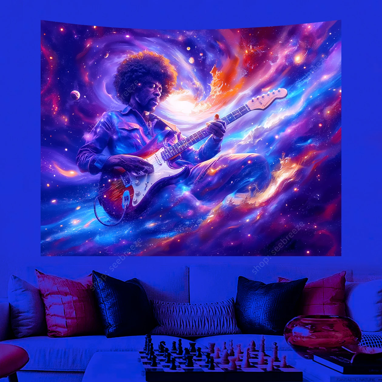 

Художественный гобелен с гитаристом, 100% полиэстер