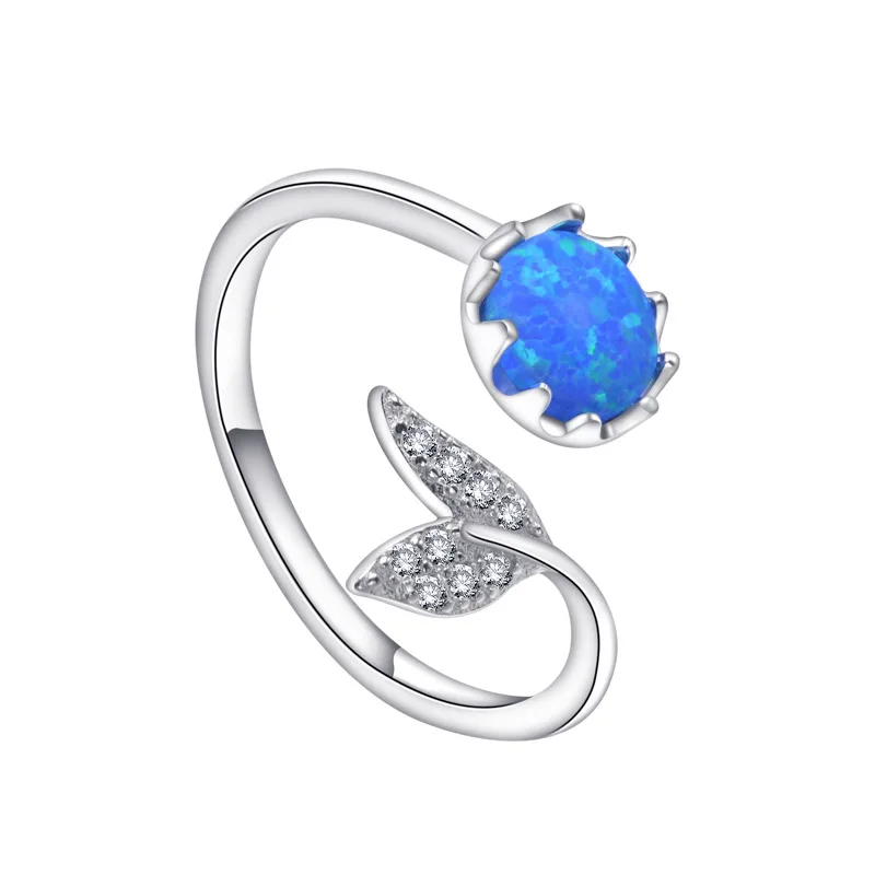 

2023 Hot selling 925 silver in Europe and America, new Phantom Opal Women's Ring Elegant and Fashion Blue Mermaid Opal Women
