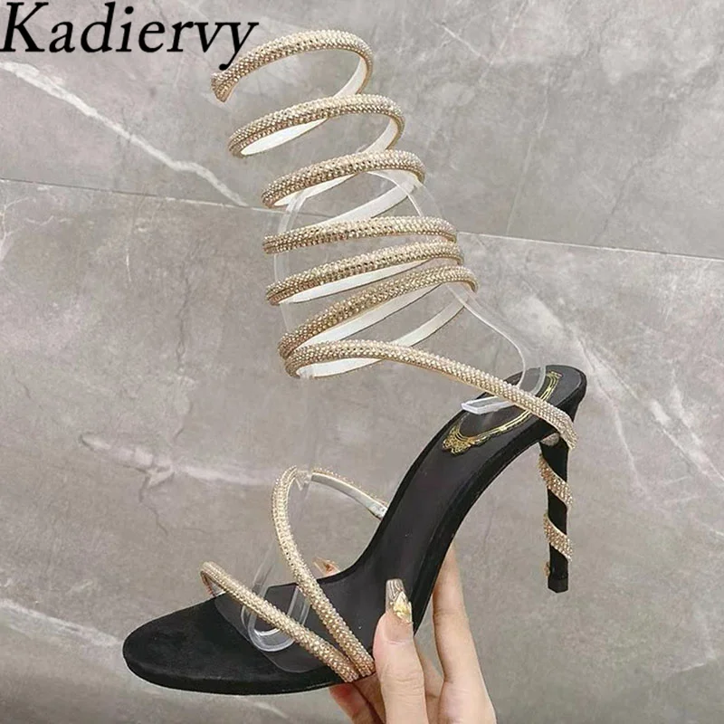 

Сандалии-гладиаторы женские на высоком каблуке, босоножки с ремешками, Эротичные модельные туфли с кристаллами, ремешок на щиколотке, лето