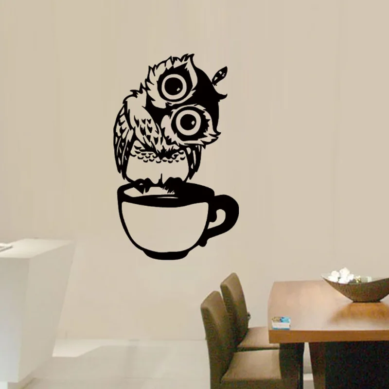 

Cartoon Animal Owl Cup Wall Stickers Room Living Room Sticker Bathroom Decoration Self-adhesive Removable Waterproof Antifouling