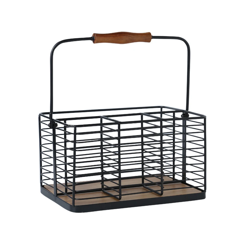 

Iron Wire With Handle Home Office Durable Storage Basket Multipurpose Bedroom Desktop Organizer Free Standing Stationery Study