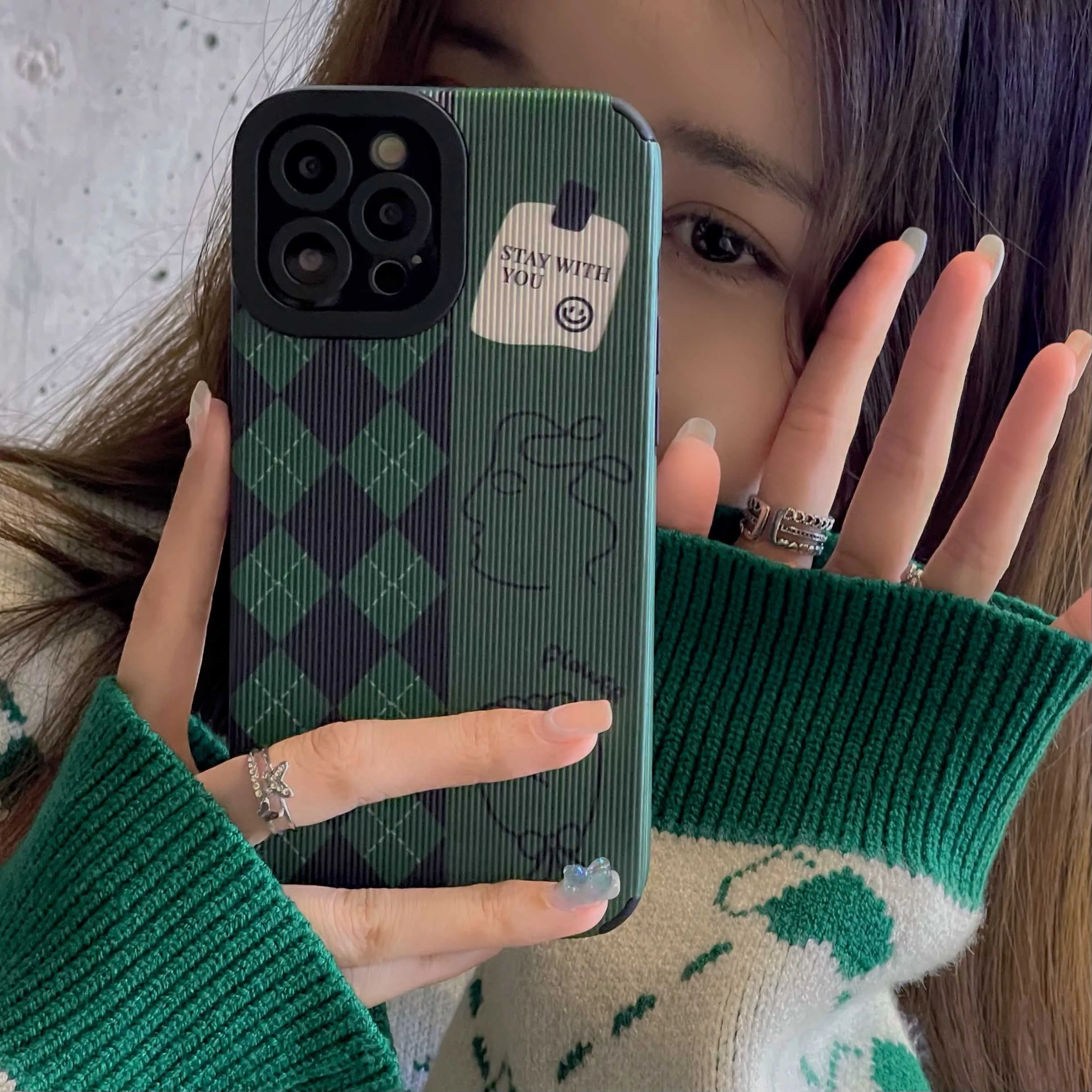 

Soft Silicone Case For iphone 13 11 12 Pro Max XR X XS 7 8 Plus Grid Silicone Case Cover