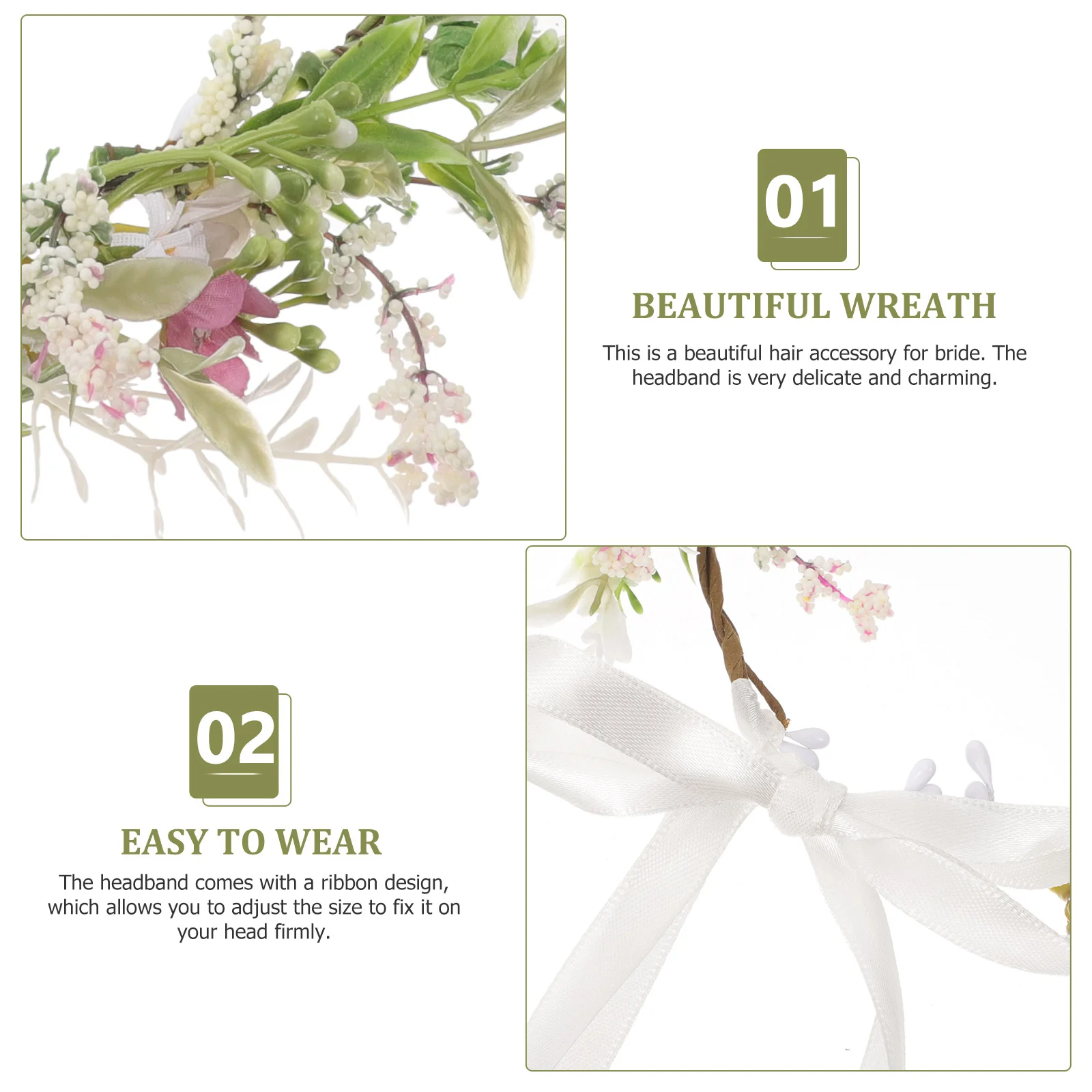 Искусственная цветочная корона свежий венок невесты повязка на голову свадебная