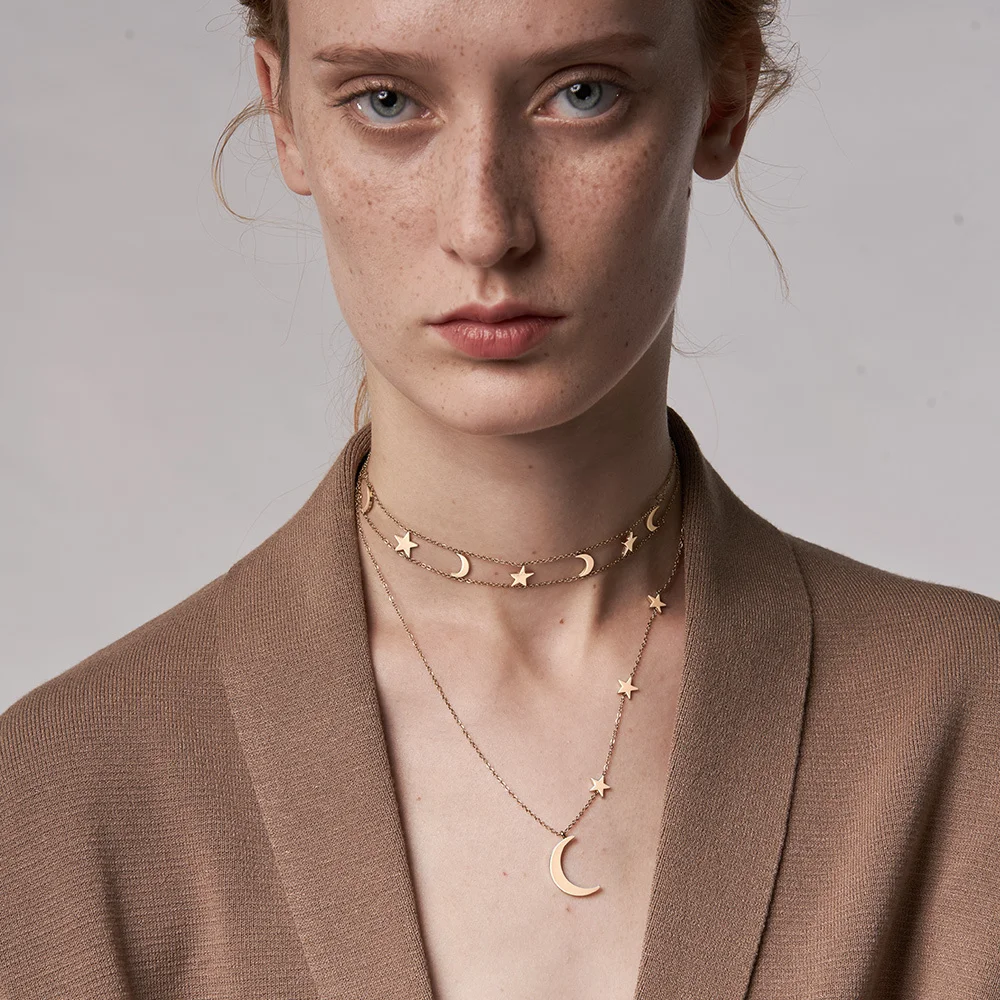 

Женское Ожерелье-чокер с двойной цепочкой, из нержавеющей стали