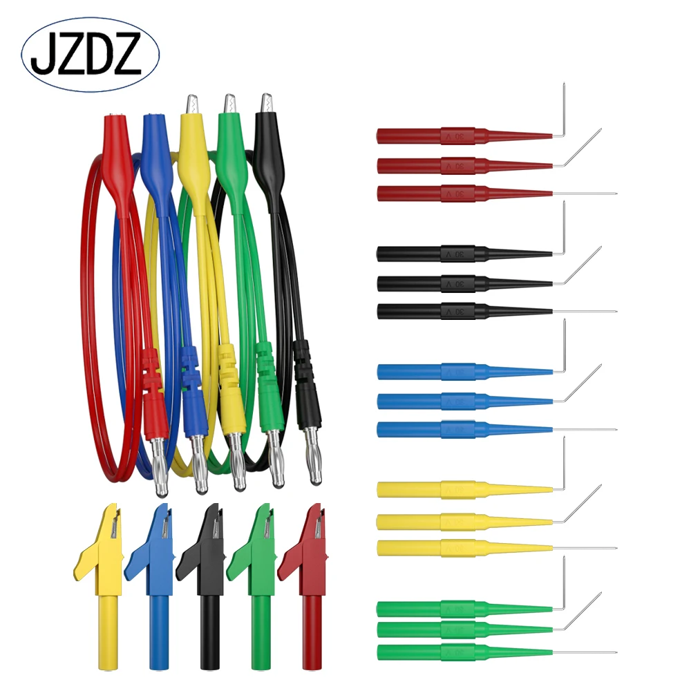 

JZDZ Multimeter Test Lead Kit Alligator Clips to 4MM Banana Plug Test Probe Kit Electrical Test Tools JT8006