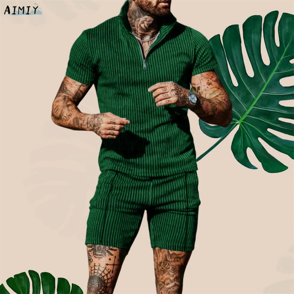 Men's Tracksuit Casual Summer Short Sleeve Polo Shirt and shorts Suit two-Piece Set Male Clothing Streetwear Clothes for Men