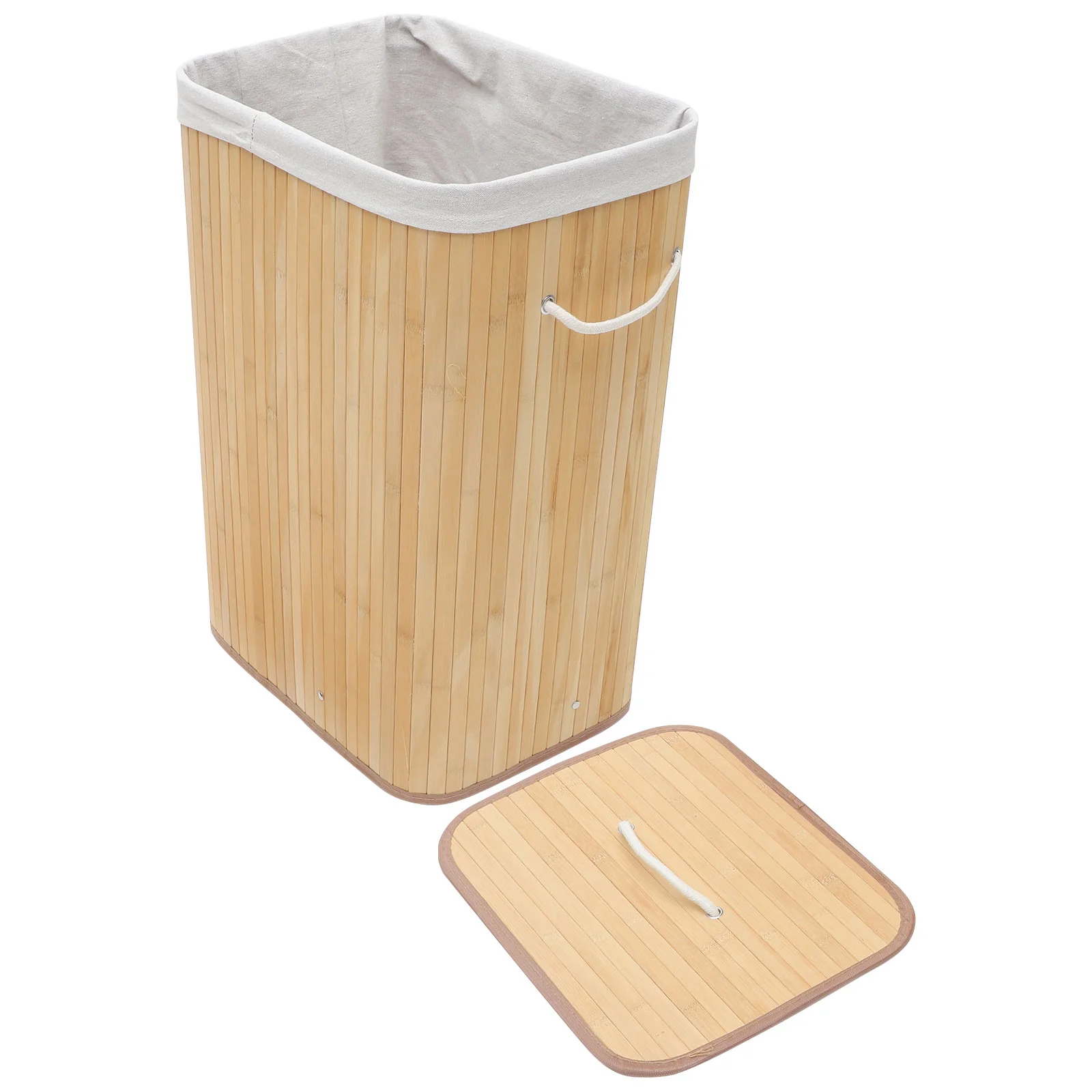 

Foldable Clothes Storage Basket Household Laundry Dirty Clothes Storage Bucket Bamboo Basket (Khaki)