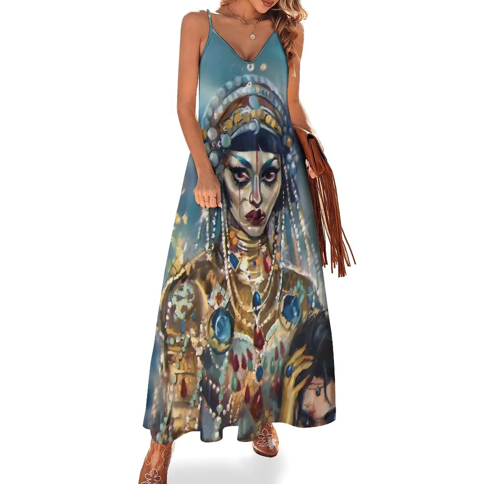 

Jibaro Dress Love Death Robots Cute Maxi Dress Straps Aesthetic Boho Beach Long Dresses Summer V Neck Big Size Vestido