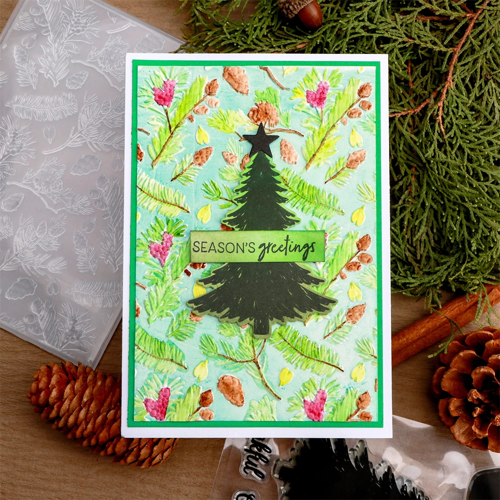 Осенние лесные сосны фоновая папка с 3D-тиснением для добавления многоуровневых