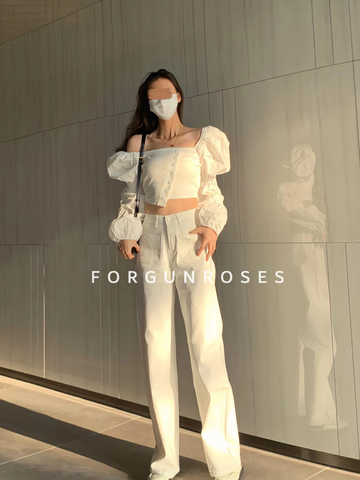

[Women's Exclusive] White Jeans Trousers Casual Loose Extended Style