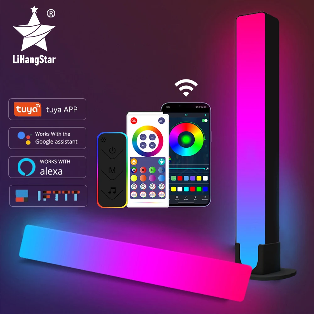 rgb smart led light bar wifi bluetooth desktop background atmosphere light music sync tv wall computer game bedroom night light free global shipping