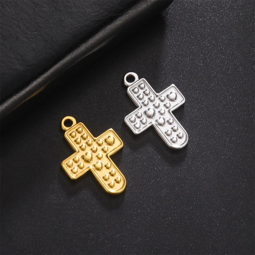 

5pcs/Lot Stainless Steel Crosses Love Hearts Small Pendants Wholesale Diy Necklace Bracelet Jewelry Making Charms Accessories