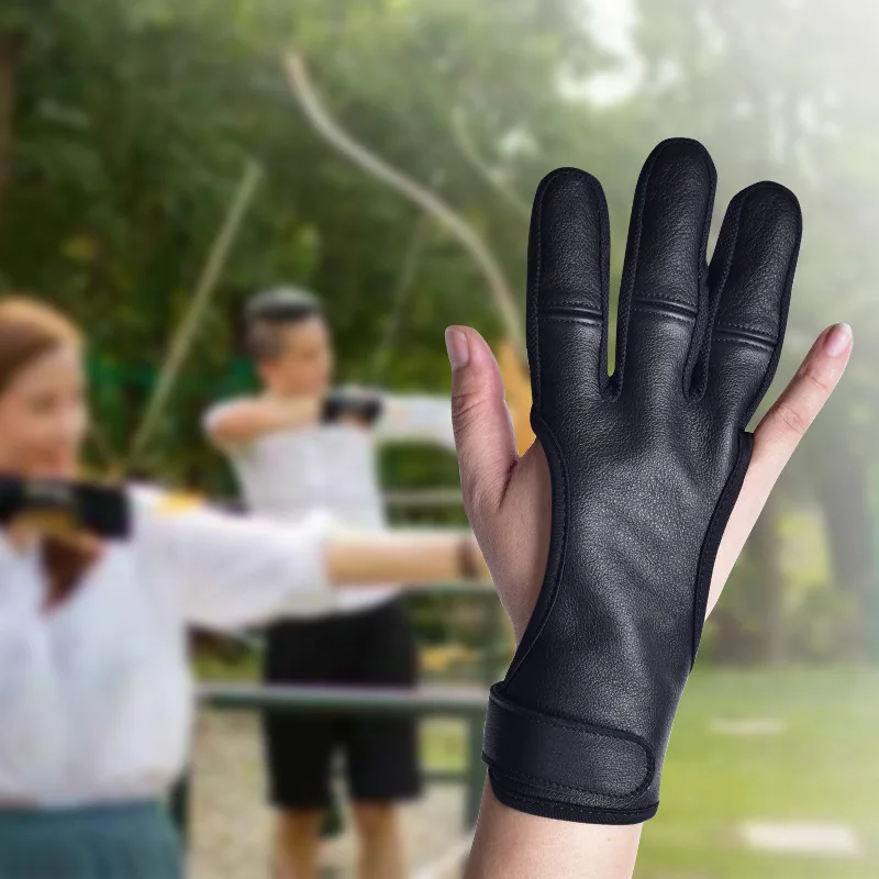 

1PCS Archery Gloves 3 Fingers Leather High Elastic Hand Protection Gloves Bow and Arrow Archery Hunting Shooting Glove
