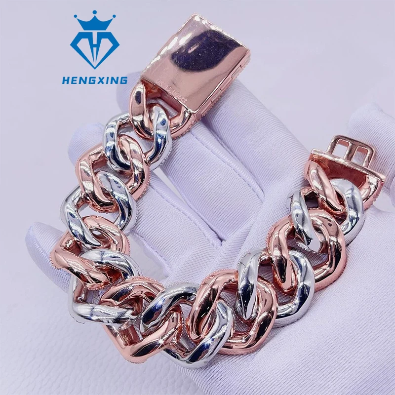 Браслеты-цепочки мужские из серебра 925 пробы с муассанитом 15 мм