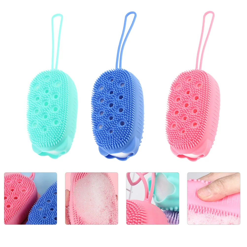 

3pcs Silicone Bathing Brushes Double-sided Skin Massager Brushes Shower Brushes