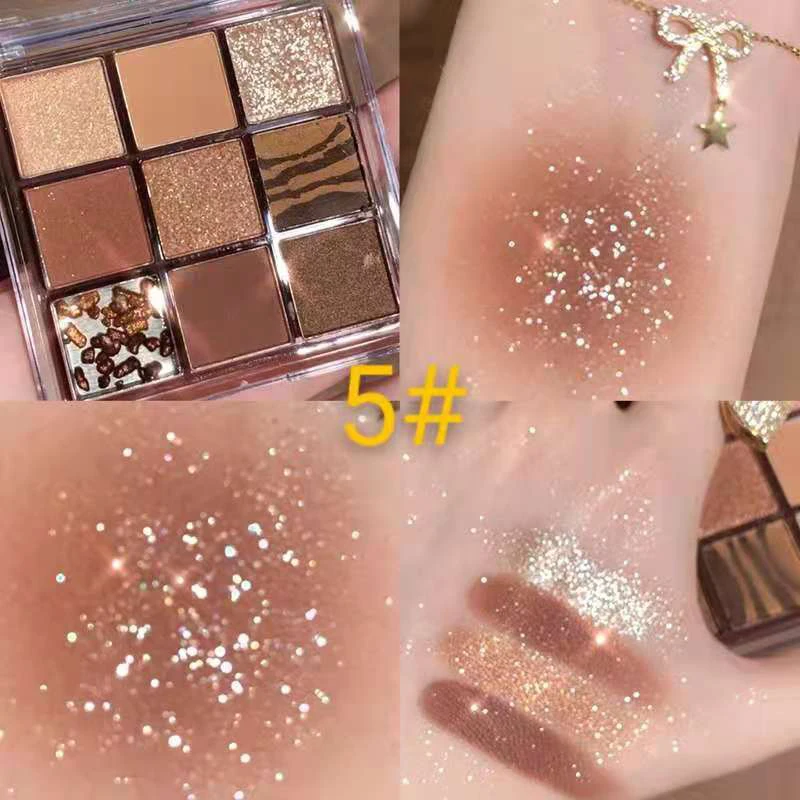 

9 Colors Eyeshadow Transparent Nine-Color Acrylic Eyeshadow Palette Pearlescent Matte Earth Color