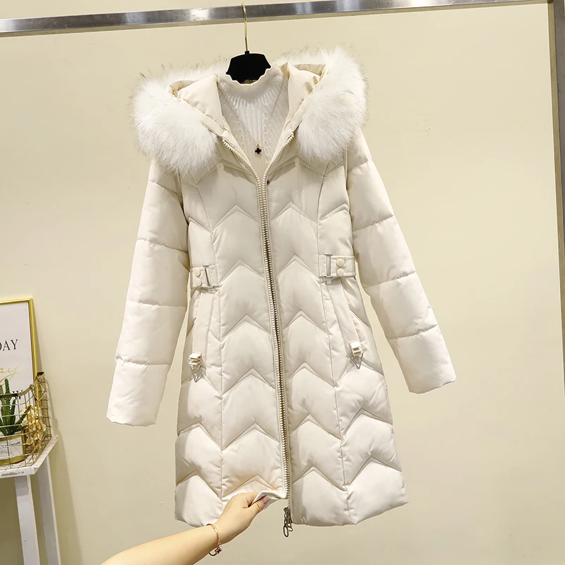 Down Padded Coats Women's Mid-Length 2022 Winter New Korean Version Slim Winter Padded Jacket Thickened Coat