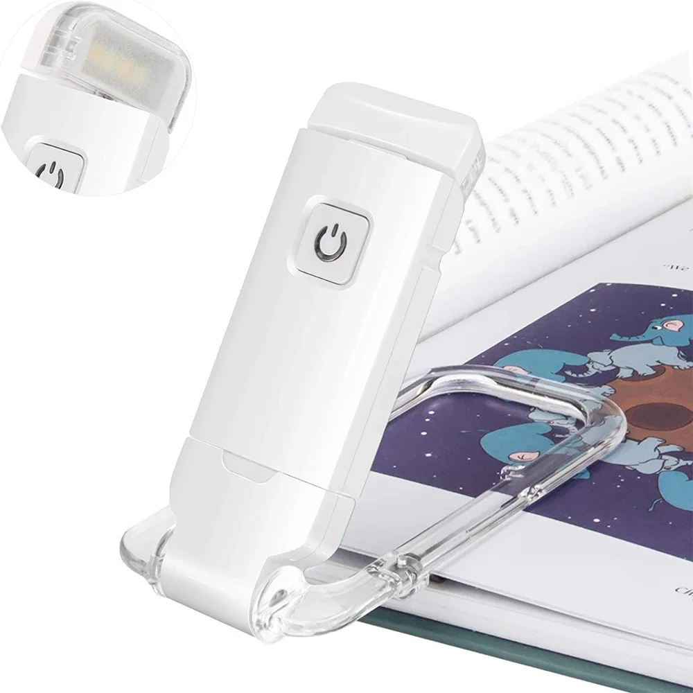 

Rechargeable Book Light Brightness Adjustable LED Clip Book Reading Lamp Portable Bookmark Read Light for