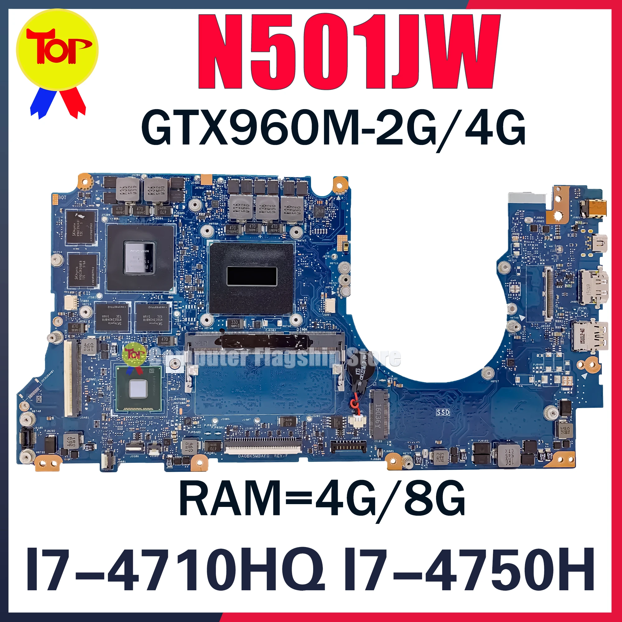 Материнская плата N501J для ноутбуков ASUS G501JW UX501JW UX501J N501JW G501J Φ 4G-8G-RAM GTX960M, материнская плата 100% рабочий