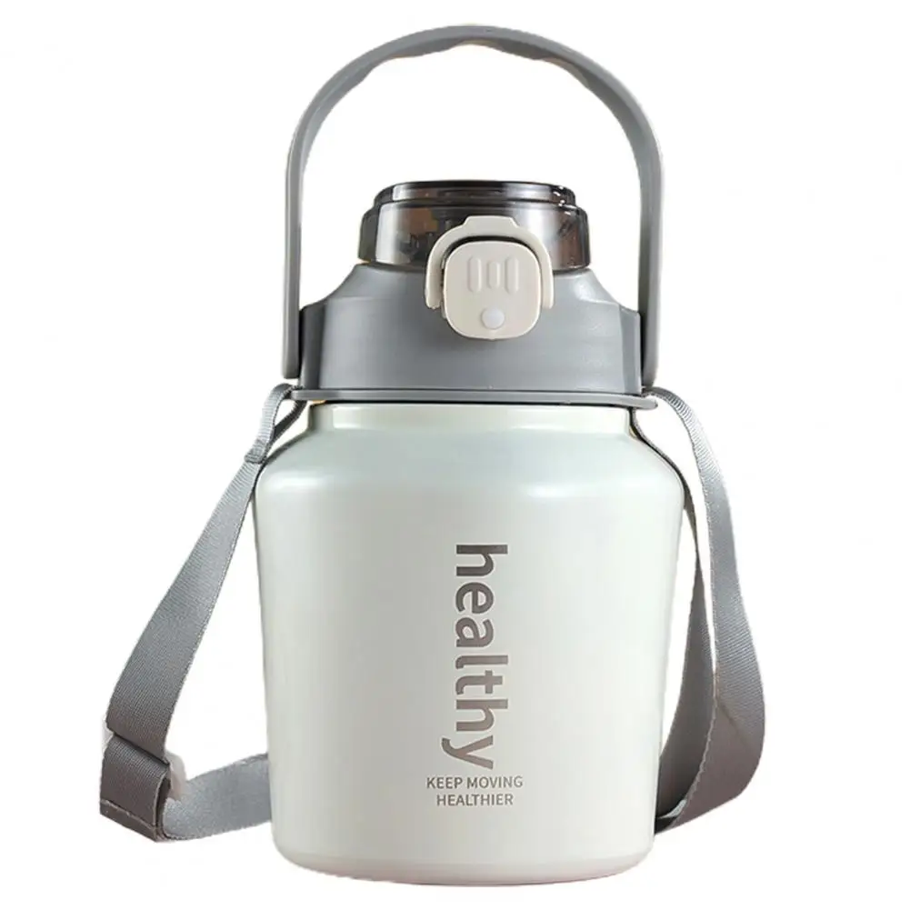 

Practical Convenient Smooth Surface Straw Vacuum Flask with Sticker And Strap Lightweight Thermal Water Cup Daily Life