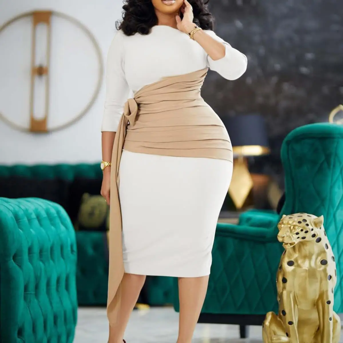 

Oversize Dress Women's Autumn New Style Elegant Commuter Bag Hip Office Pencil Dress African Dress Designer