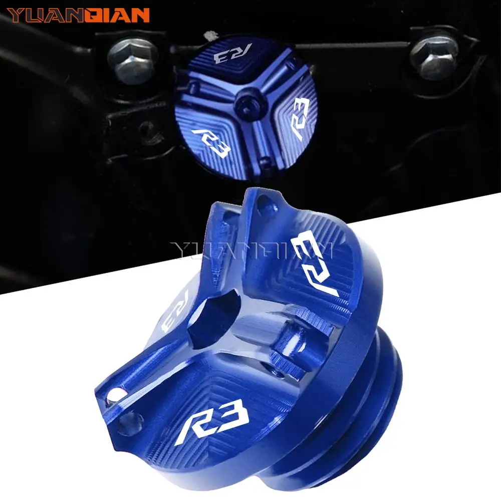 

Крышка наполнителя масла мотоцикла для YAMAHA r3 2021 Φ YZF R3 2015-2020 2021 2022 аксессуары CNC крышка крышки корпуса масла двигателя