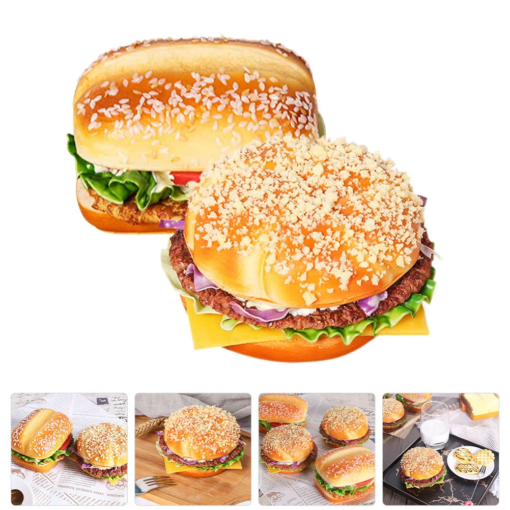 

2 Pcs Japanese Grill Yakitori False Burger Decoration Home Faux Burger Ornaments Burger Prop Dining Table Decor
