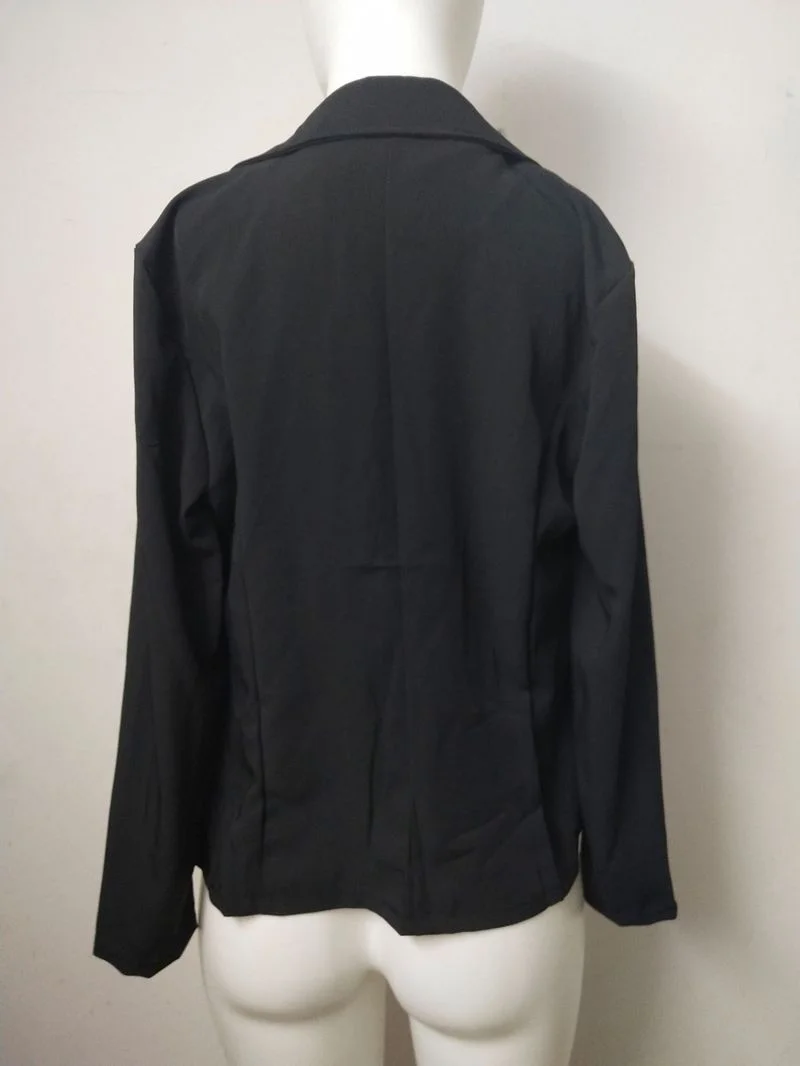 Front Open Cardigan V-neck Notched Coats Women Work Wear Business Clothing Fashion Casual Office Blazer Solid Colors Slim Jacket