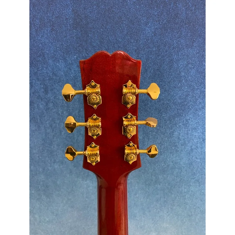 Электрогитара Yunzhi Luthier ручной работы, 15 дюймов, арчтоп, цвет Sunset, с огненным кленом, полый корпус, накладка из черного дерева, массив махагони, в наличии (art.: 3920dbc19cdef) - 3920dbc19cdef