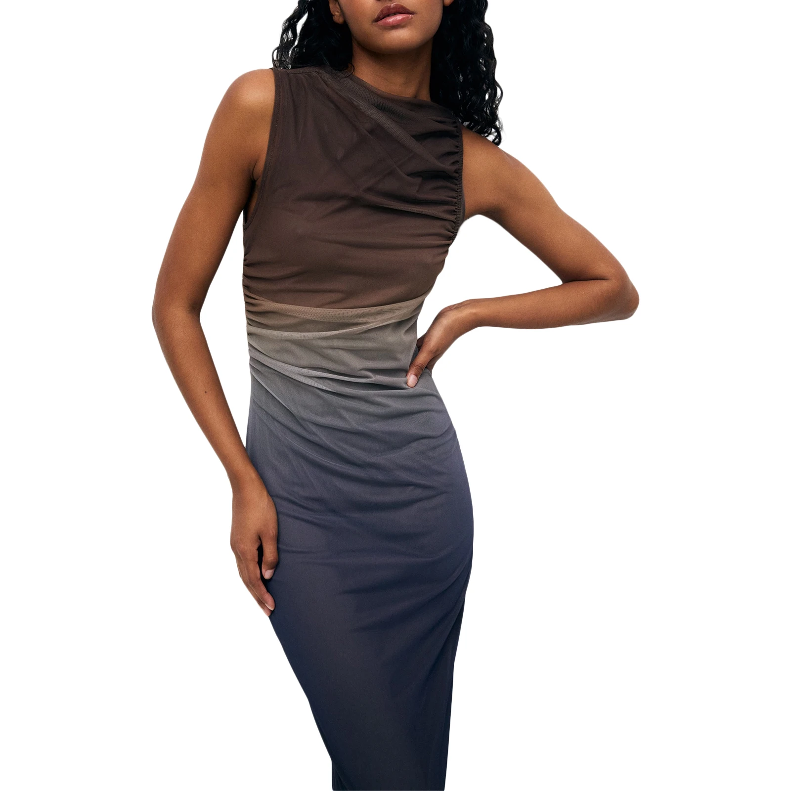 

Женское пикантное облегающее длинное платье без рукавов с круглым вырезом и градиентным принтом, облегающее платье на бретелях, пляжная одежда, платья