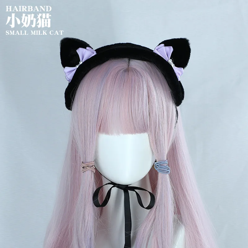 Повязка на голову с милыми кошачьими ушками красивый плюшевый головной убор