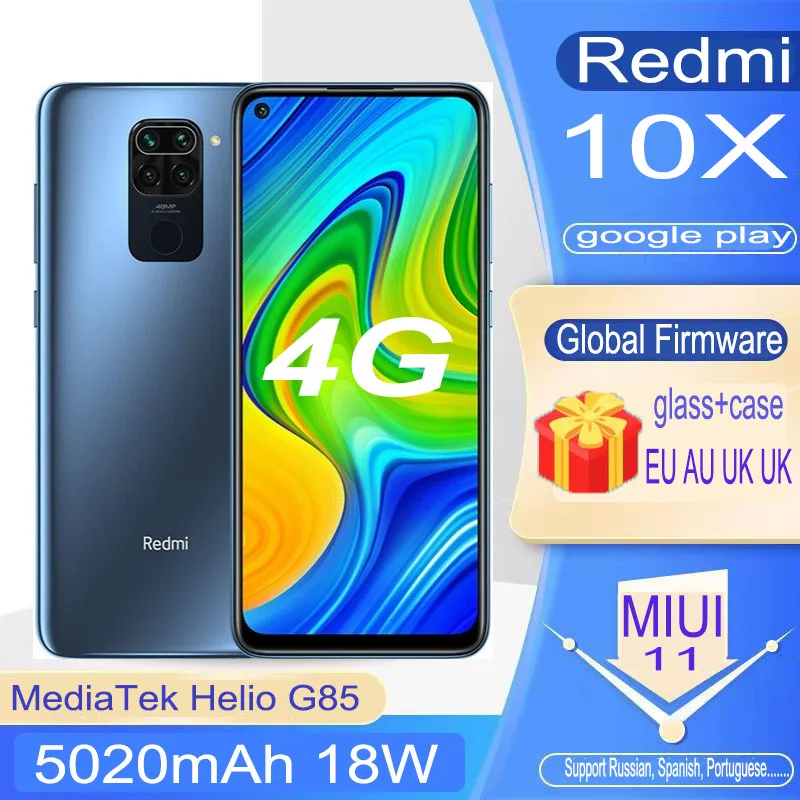 Redmi 10X/9T 4G celular Smartphone Xiaomi 4GB 128GB  Mobile Phone MTK Helio G85 48MP 5020mAh global version full netcom android