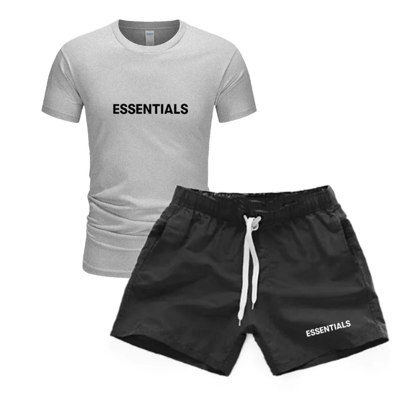 

Essentials Brand Tracksuit Set Men T shirt+Shorts Sets Summer Sportswear Jogging Pants T-shirt Streetwear Harajuku Tshirt Suit