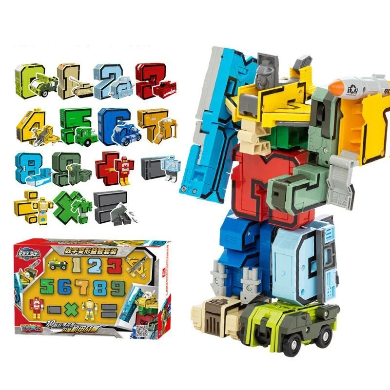 

Assemble Number Robots Transformation Blocks Action Figure Car Dinosaur Model Deformation Digit Letters Alphabet Toys