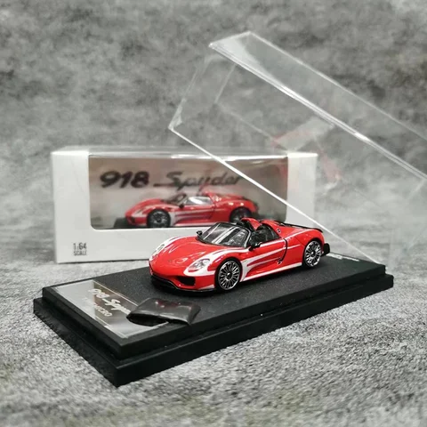 Время Micro 1:64 модель автомобиля 918 Spyder литой спортивный автомобиль-пламенное покрытие