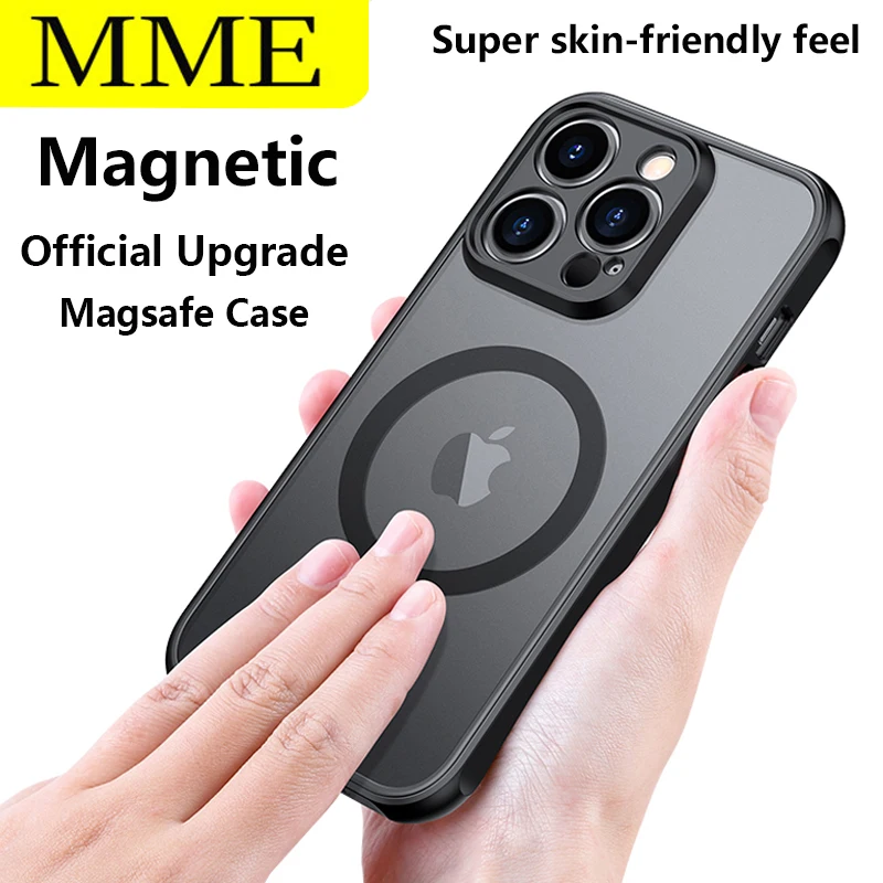 

MME Luxury Magsafe Case For Apple iPhone 13 14 Pro Max Airbag Shockproof Camera Protection Magnetic Matte Back Plate Cover Case
