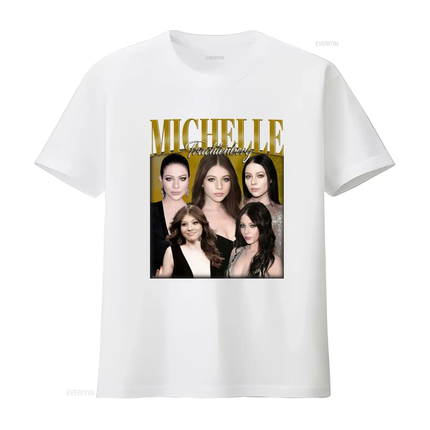 Фото Винтажная футболка Michelle Trachtenberg в стиле ретро 90-х, классическая, модная, дизайнерская одежда унисекс, удобная, с эффектом потертости. №3