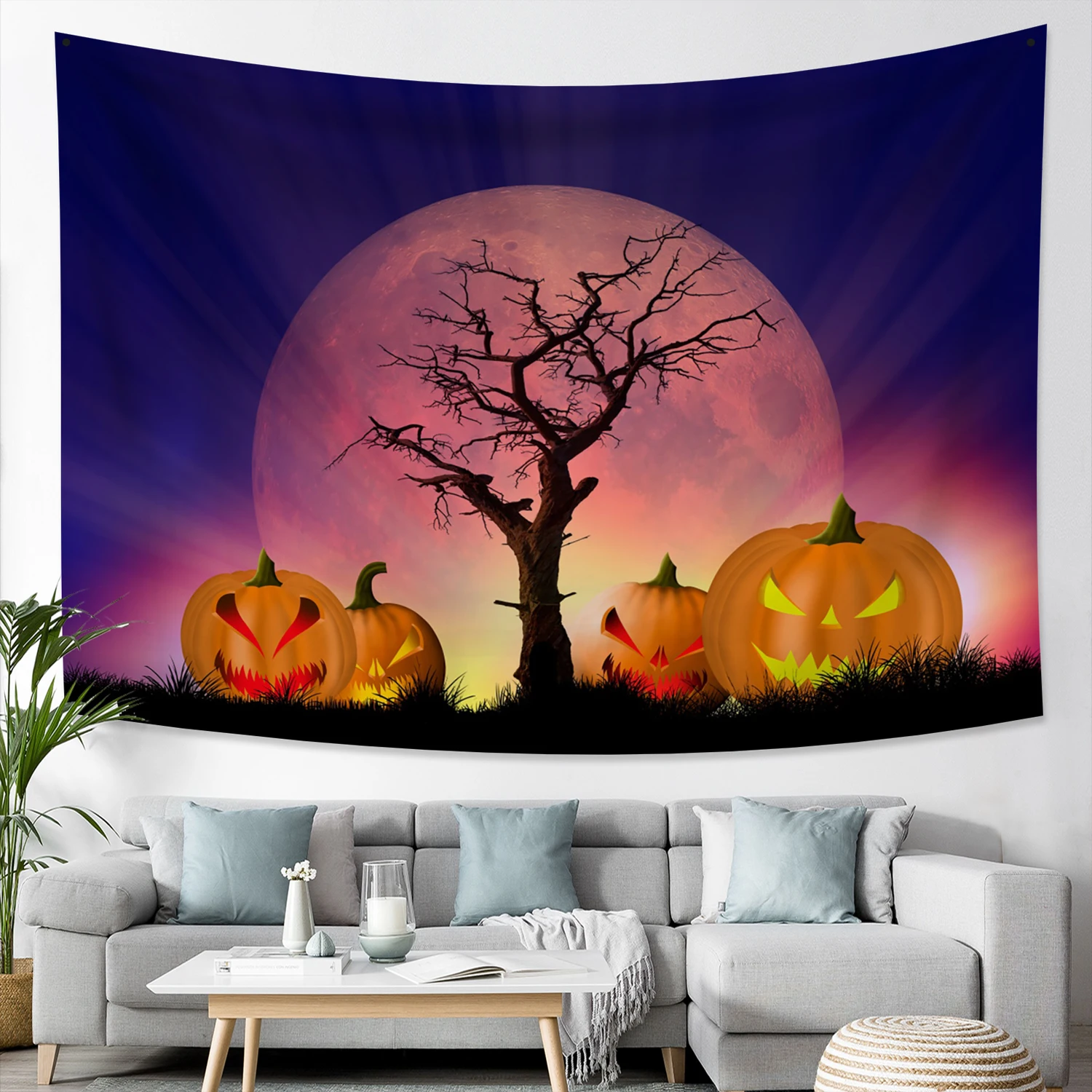 

Home decor halloween tapestry pumpkin wall hanging hippie witch aesthetic room decor wall rug boho mural 230x180cm tapiz