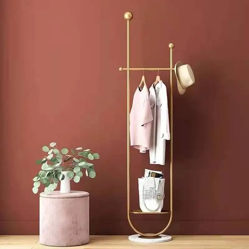 

Floor Clothes Hanger Standing Golden Hat Clothes Rack Coat Metal House Accessories Ganchos Para Ropa Furniture Entrance Hall