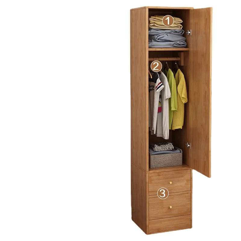 

Qf Solid Wood Narrow Wardrobe Single Door Simple Hanging Wardrobe