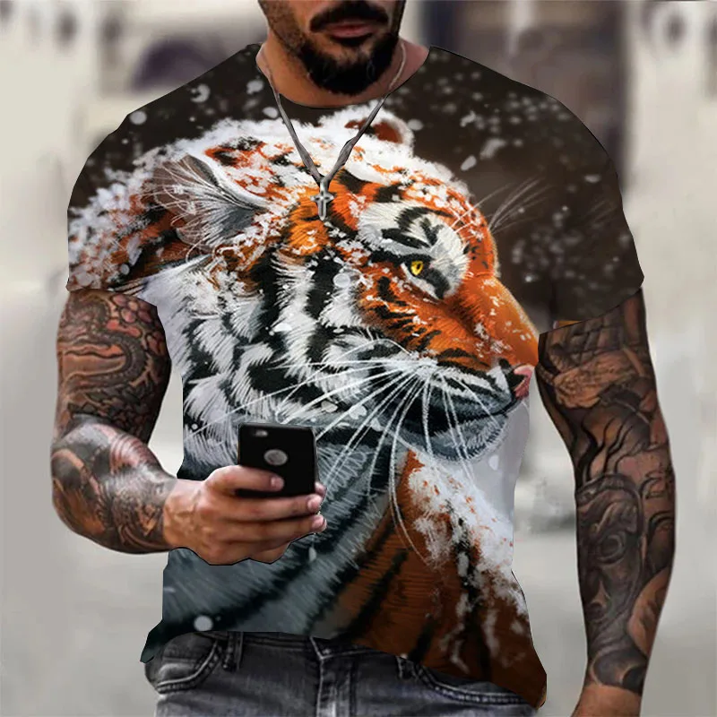 

New men's t-shirts animal fun t-shirt fashion 3d beast eyes print animal t-shirt summer european style t-shirt top
