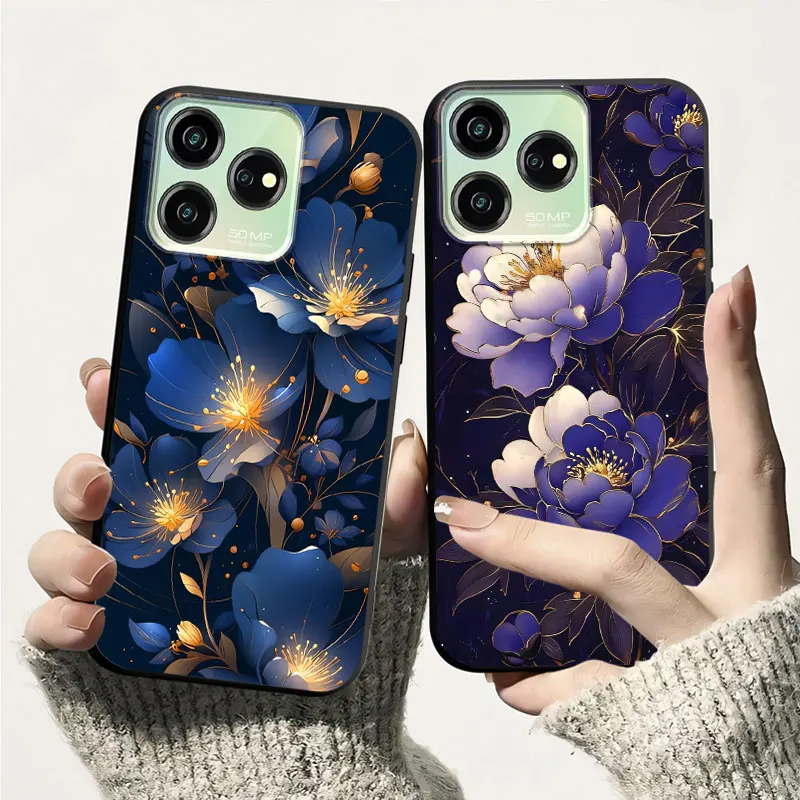 Фото Модный чехол для ZTE A75 4G A73 4G 5G, мягкий силиконовый чехол для ZTE Blade A 75, противоударный чехол из ТПУ для телефона, бампер с цветком и котом №5